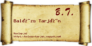 Balázs Tarján névjegykártya